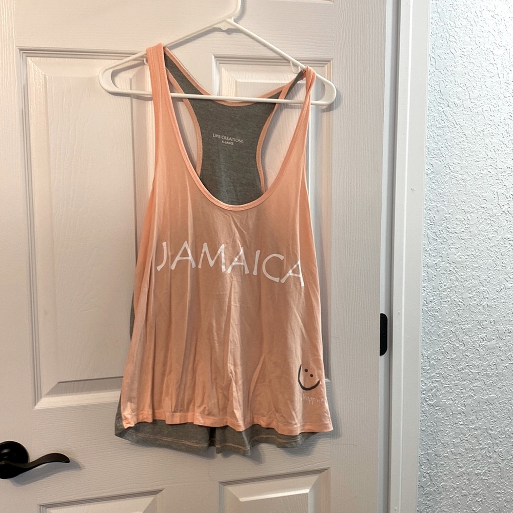 Peach and grey Jamaica tank top